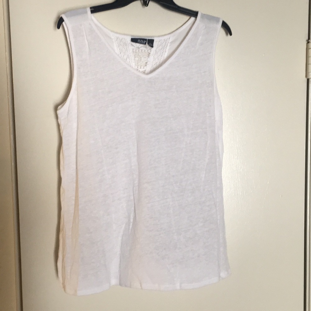 Sheer white sleeveless blouse